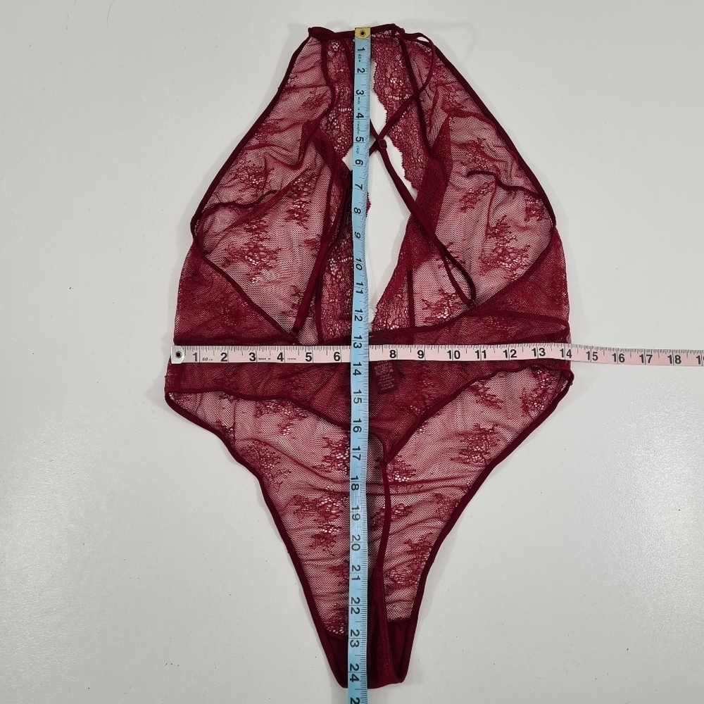 Victoria's Secret Keyhole Chantilly Lace Teddy Burgundy Size XL - Picture 10 of 10